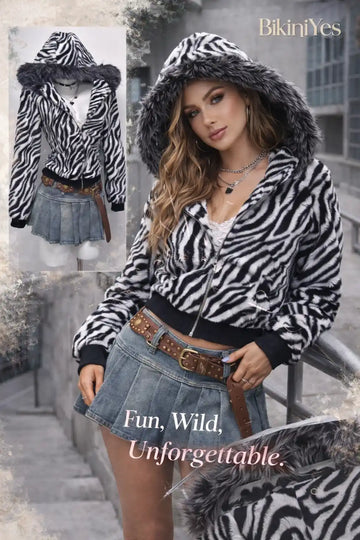 Zebra Faux Fur Jacket