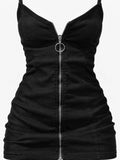 Zip-Front Bodycon Mini Dress in Extended Sizes