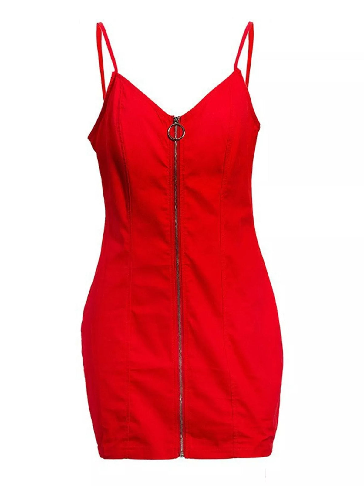 Zip-Front Bodycon Mini Dress in Extended Sizes