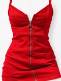 Zip-Front Bodycon Mini Dress in Extended Sizes