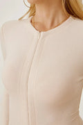 Zip Front Long Sleeve Bodysuit