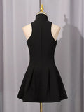 Zip-Front Sleeveless Mini Dress