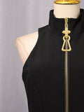 Zip-Front Sleeveless Mini Dress
