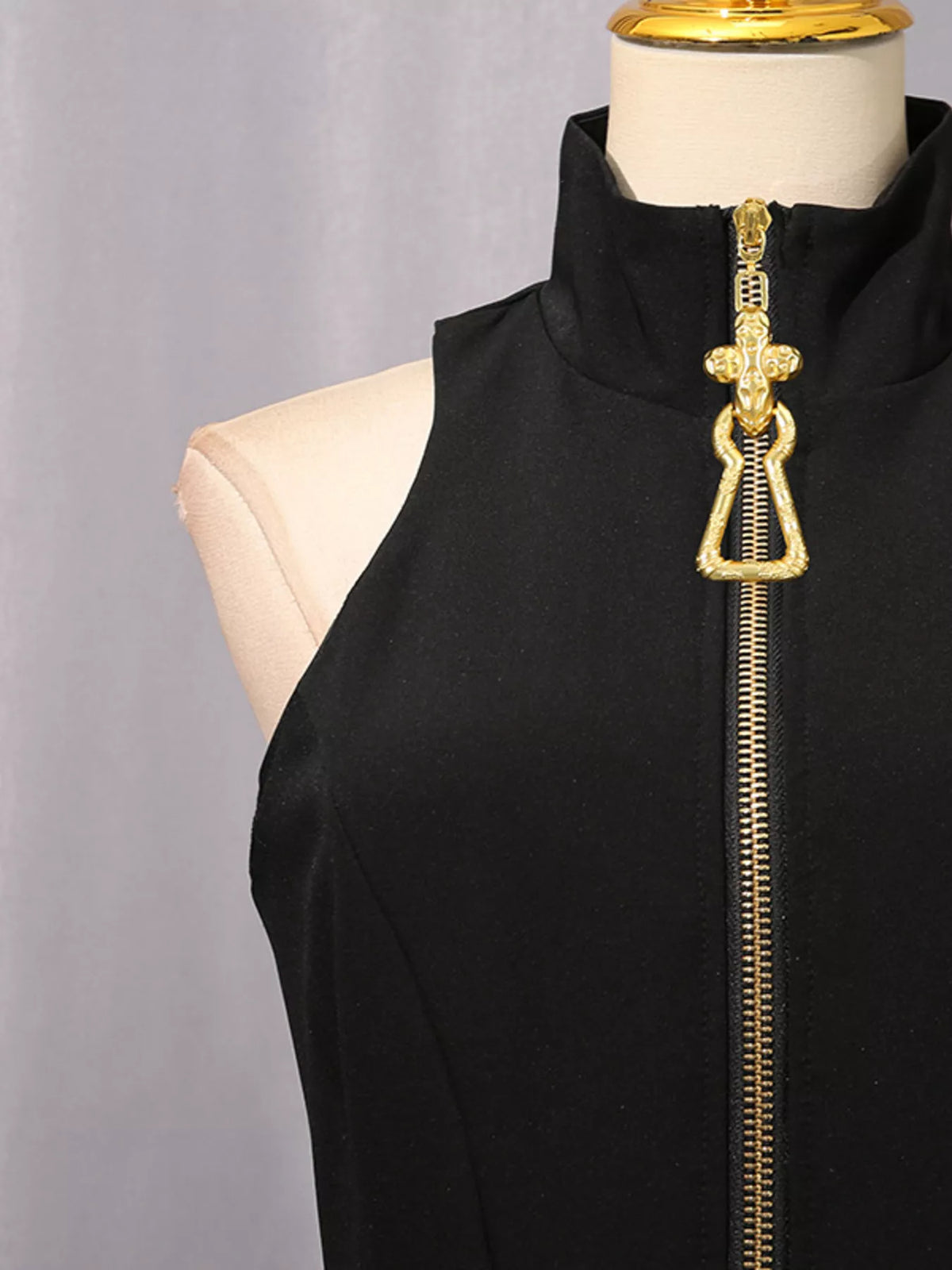 Zip-Front Sleeveless Mini Dress