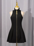 Zip-Front Sleeveless Mini Dress