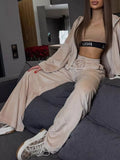 Zip Up Cropped Outerwear and Pants Set