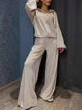 Zip Up Cropped Outerwear and Pants Set Apricot / S