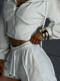 Zip Up Hooded Outerwear and Shorts Set