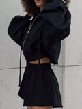 Zip-Up Hoodie and Shorts Set