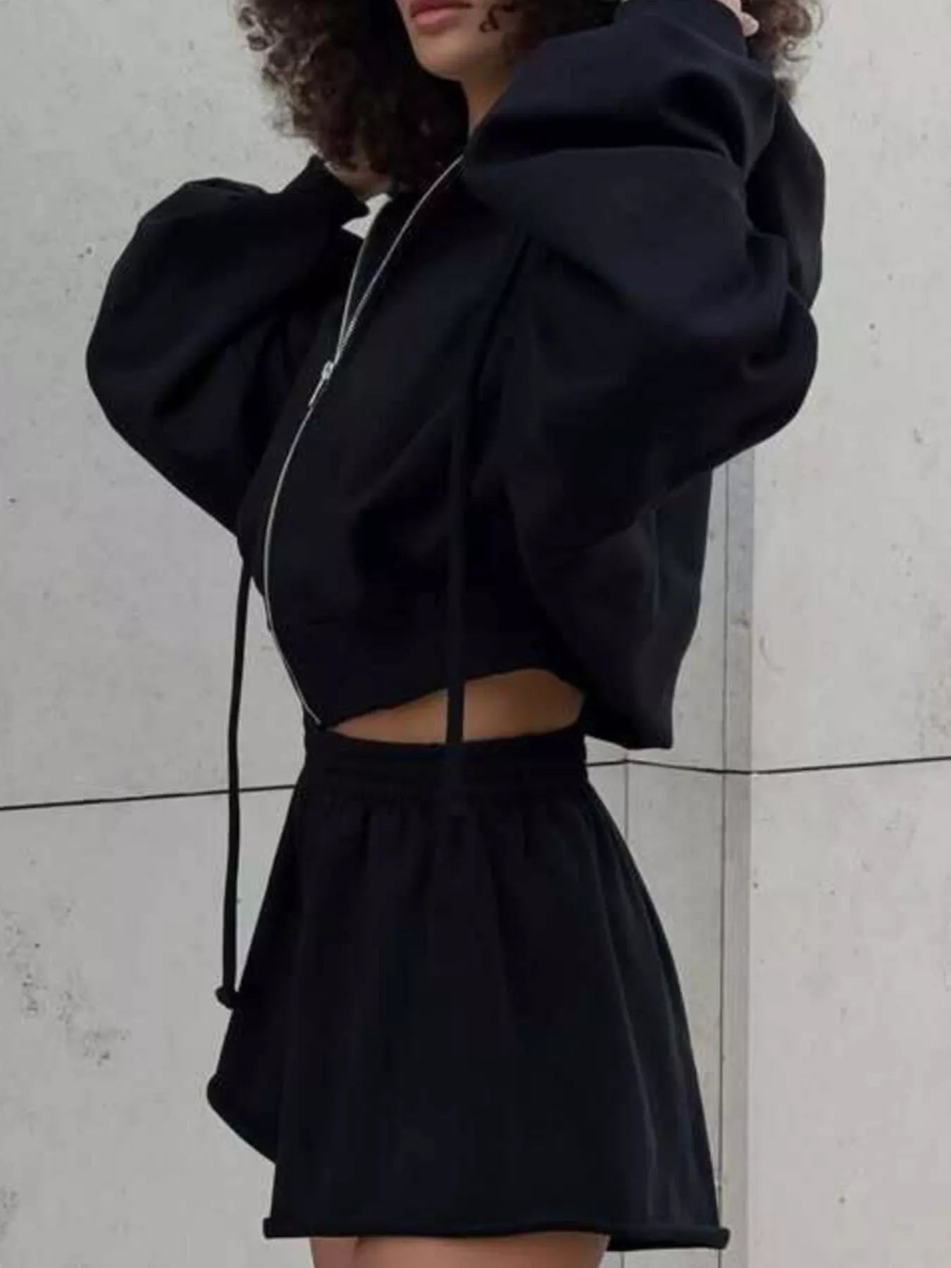 Zip-Up Hoodie and Shorts Set
