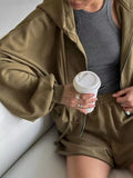 Zip-Up Hoodie and Shorts Set