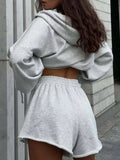 Zip-Up Hoodie and Shorts Set