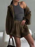 Zip-Up Hoodie and Shorts Set