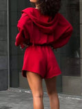 Zip-Up Hoodie and Shorts Set