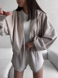 Zip-Up Hoodie and Shorts Set