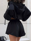 Zip-Up Hoodie and Shorts Set