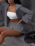 Zip-Up Hoodie and Shorts Set