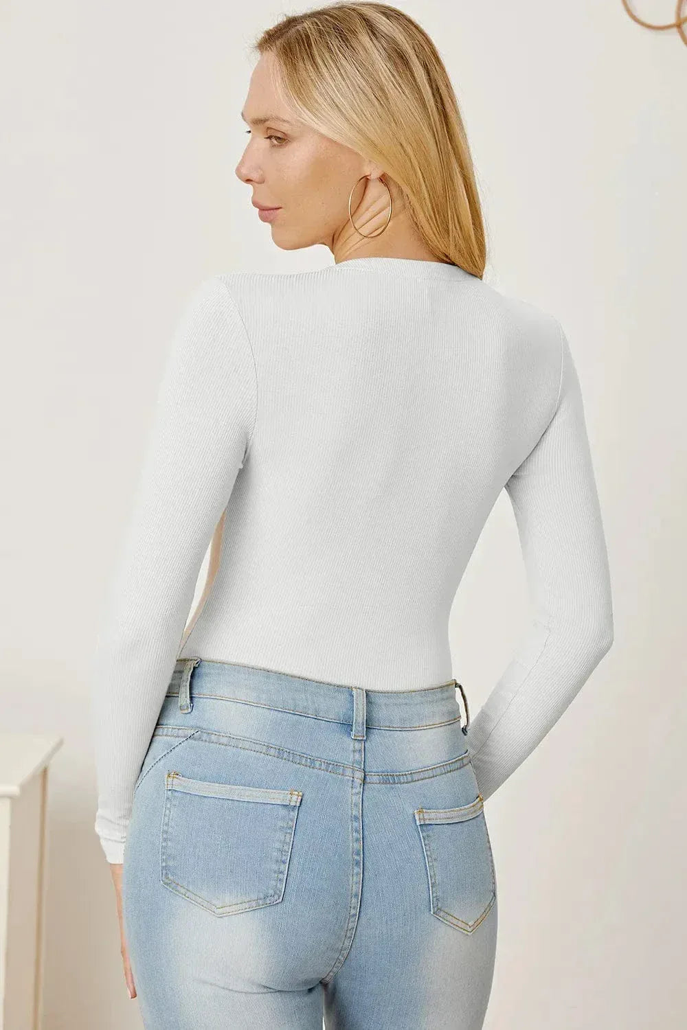 Zip Front Long Sleeve Bodysuit
