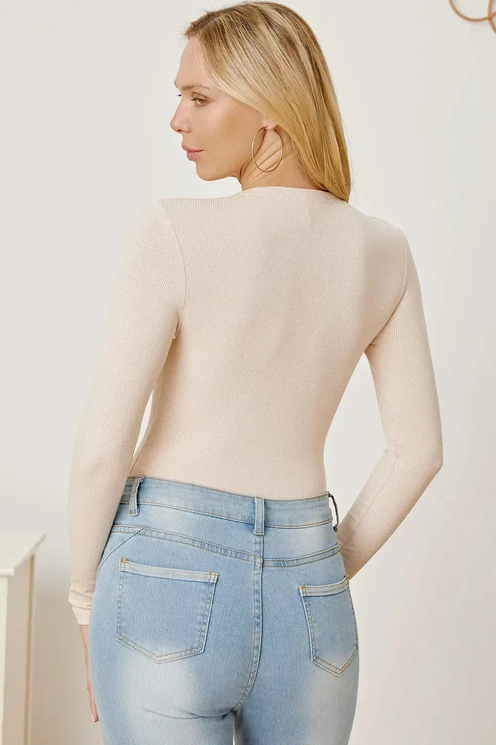 Zip Front Long Sleeve Bodysuit